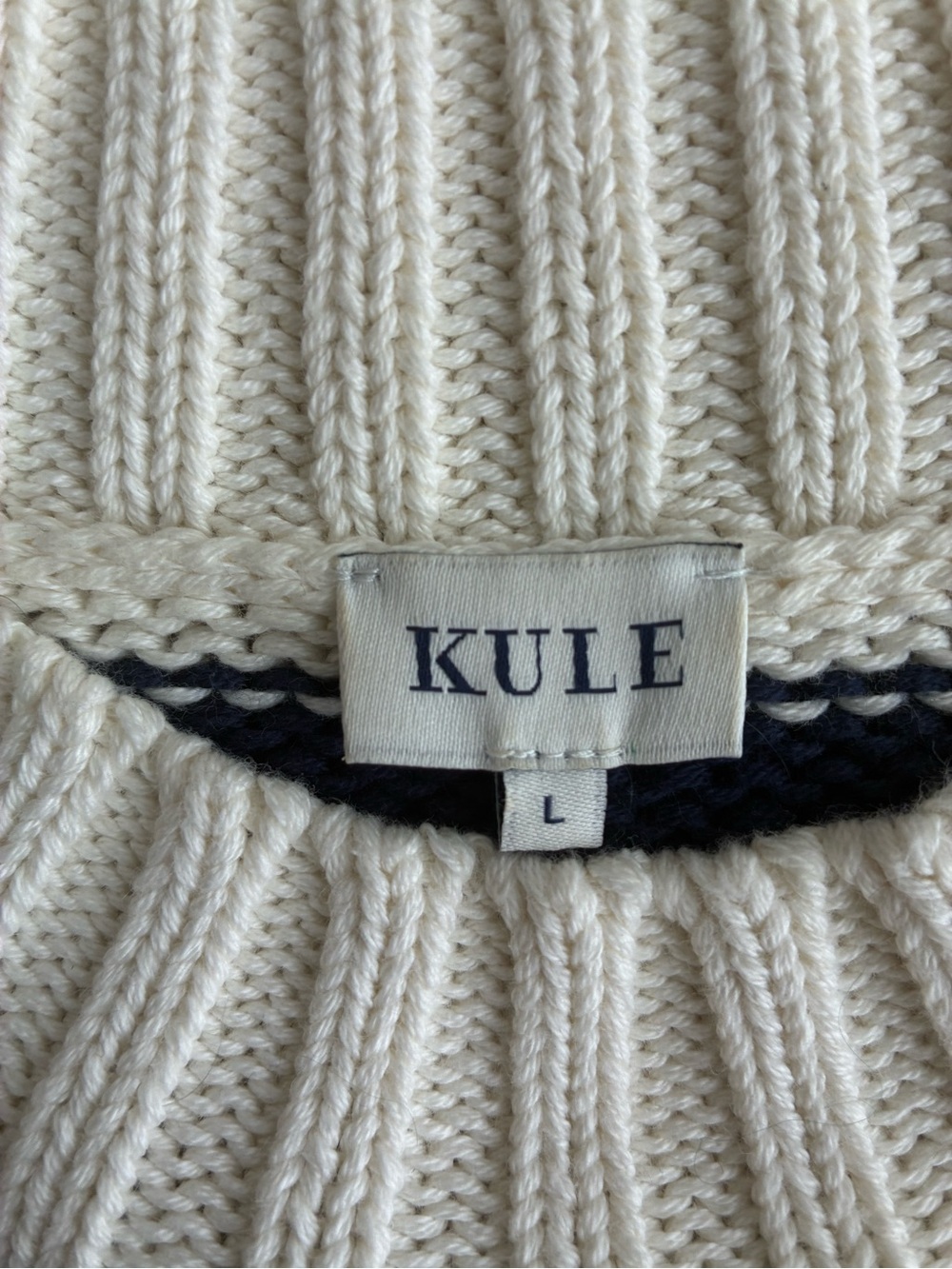 Kule Sweater Women’s Large The Tatum In Cream Navy Stripe 100% Cotton — image 6 of 8